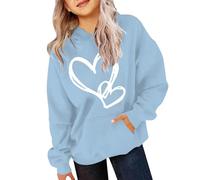 Mjjsk Sudaderas con Capucha para Niñas con Gráfico de Corazones Sudaderas Holgadas para Niños Suaves Cómodas de Manga Larga con Capucha Suéter Elegante Pullover Top Infantil, 12-13 años
