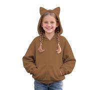 Mjjsk Sudaderas con capucha para niñas y niñas, de manga larga, con orejas de gato, lindas sudaderas con capucha para adolescentes, casual, a la moda, para niños, marrón, 11-12 años