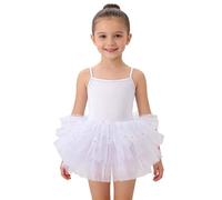 Mjjsk Vestido de ballet para niñas, fiesta, verano, tirantes delgados, vestido de tutú de baile, casual, brillante, vestido de princesa, ropa de gimnasia y baile, blanco, 2-3 años