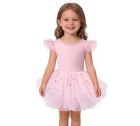 Mjjsk Vestido de ballet para niñas, vestido de ballet brillante, de malla, tutú con volantes, sin mangas, para verano, casual, fiesta, gimnasia, danza, L-rosa, 8-9 años