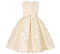 Mjjsk Vestido de fiesta para niñas, elegante, sin mangas, vestido formal para concurso, boda, dama de honor, vestido de noche, beige, 7-8 años