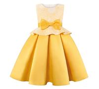 Mjjsk Vestido de fiesta para niñas, vestido de princesa elegante, sin mangas, para concurso, boda, dama de honor, vestido de vacaciones, amarillo, 4-5 años