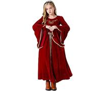 Mjjsk Vestido de princesa renacentista para niñas, vestido histórico para fiesta medieval de Halloween, vestido de terciopelo, rosso, 11-12 años