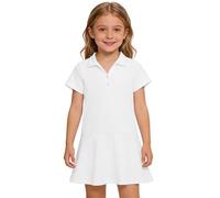 Mjjsk Vestido de verano de manga corta para niñas, vestido tipo polo de tenis, para la escuela, casual, deportes, suave, cómodo, acampanado, mini vestidos, blanco, 2-3 años