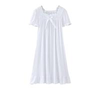Mjjsk Vestido de verano para niñas, casual, de manga corta, con volantes, liso, suave, cómodo, ligero, transpirable, uso diario, blanco, 2-3 años