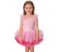 Mjjsk Vestido tutú de ballet para niñas, sin mangas, vestido de baile de princesa, casual, a la moda, vestidos de fiesta de cumpleaños, gimnasia, danza, C-rosa, 8-9 años