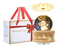 MJKOPEE Caja de música con bola de cristal con luz, 3D, giratoria 360°, base de madera, caja musical para niños/adultos/mamá/día de la madre/cumpleaños/Navidad regalos conmemorativos (panda)