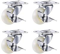 MJMLUCK 4 Ruedas Resistentes de Nailon con Placa Fija de 2 Pulgadas y 50 mm para Carrito de Cuna, Ruedas para Muebles industriales con Freno, Ruedas universales giratorias de 360° para Suelos de Mad