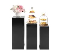 MJMLUCK 6 pedestales Cuadrados de Metal Rojo para Fiestas, para exhibir Tartas, Bodas, cumpleaños, decoración artística (Negro, 3 Unidades)
