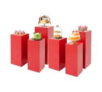 MJMLUCK 6 pedestales Cuadrados de Metal Rojo para Fiestas, para exhibir Tartas, Bodas, cumpleaños, Fiestas, decoración artística (6 Unidades Rojas)