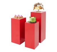 MJMLUCK 6 pedestales Cuadrados de Metal Rojo para Fiestas, para exhibir Tartas, Bodas, cumpleaños, Fiestas, decoración artística (3 Unidades)