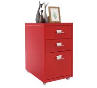 MJMLUCK Archivador Vertical con Ruedas de 3 cajones, Moderno archivador metálico con Ruedas y Tirador para Oficina, Estudio, Dormitorio y hogar (Morado) (Rojo)