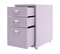MJMLUCK Archivador Vertical con Ruedas de 3 cajones, Moderno archivador metálico con Ruedas y Tirador para Oficina, Estudio, Dormitorio y hogar (Rojo) (Morado)