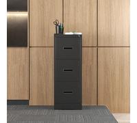 MJMLUCK Archivador Vertical metálico de 3 cajones con Cerradura y Ranuras para Tarjetas - Negro - Almacenamiento para Oficina y hogar - Tamaños A4, Legal y Carta - Antivuelco, Acero Duradero, Requi