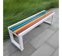 MJMLUCK Banco de Exterior sin Respaldo, Resistente a la Intemperie, para Patio, para 2 Personas, de Madera, para Comedor, Porche, con Listones para Exterior e Interior (Blanco, 1,8 m)