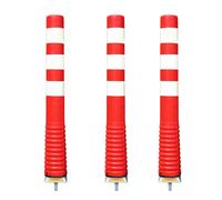 MJMLUCK Bolardos de Seguridad de plástico para estacionamientos, Poste demarcador de tráfico con Collar Reflectante, Conos de precaución privados de Seguridad Vial Flexibles, par