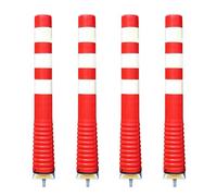 MJMLUCK Bolardos de Seguridad de plástico para estacionamientos, Poste demarcador de tráfico con Collar Reflectante, Conos de precaución privados de Seguridad Vial Flexibles, par