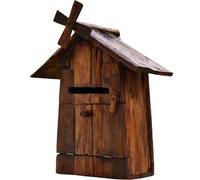MJMLUCK Buzones de Pared con Molino de Viento de Madera Hechos a Mano, Resistentes a la Lluvia, para Exteriores, clásicos, Vintage, para Villas, Jardines y Carreteras.