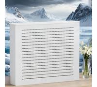 MJMLUCK Cubierta para radiador con Estante, Mueble de Madera Blanca con Rejilla de Lamas, Cubierta Moderna para Ocultar radiadores y tuberías antiestéticas en la Sala de Estar, Blanca, 32" L x 8" W x