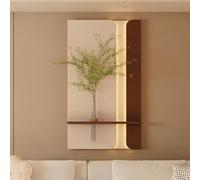 MJMLUCK Decoración de Pared 3D Vision con luz LED, Pintura Creativa en Arenisca, Escultura de Pared con jarrón y Planta Artificial, para Salas de Estar y pasillos (Blanco 1 60 * 105cm/23.6 * 41.3in)