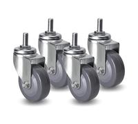 MJMLUCK Juego de 4 Ruedas de Poliuretano Resistentes con vástago roscado M12 de 2,5", 3" y 4" con Doble Bloqueo, silenciosas, de Repuesto para carritos, Muebles, Plataformas rodantes y Bancos de tra