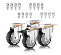 MJMLUCK Juego de 4 Ruedas giratorias de Alta Resistencia de 3, 4 y 5 Pulgadas, silenciosas, de Caucho termoplástico, con Frenos de Doble Bloqueo, para carritos y Muebles (Giratorio + Freno de 100 mm