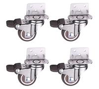 MJMLUCK Juego de 4 Ruedas giratorias Resistentes para Muebles de 1", 1,25", 1,5" y 2", silenciosas, de Goma TPE con absorción de Impactos y Frenos, con Placa giratoria en Forma de L para B (Freno de
