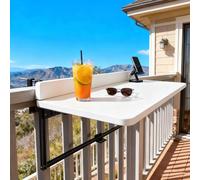 MJMLUCK Mesa de balcón Plegable Grande para barandilla de 81,2 x 101,6 cm, Mesa Auxiliar de Aluminio Plegable para Exteriores, Altura Ajustable, Barra de balcón Plegable para jardín, Mesa auxil