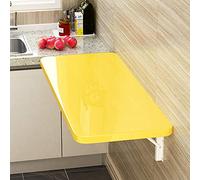 MJMLUCK Mesa Plegable de Pared con Hojas abatibles, Ideal para Cocina, Comedor y Ordenador, Color Piano Brillante con Soportes (Amarillo, 100 x 40 cm/40 x 16 Pulgadas)