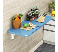 MJMLUCK Mesa Plegable de Pared con Hojas abatibles, Ideal para Cocina, Comedor y Ordenador, Color Piano Brillante con Soportes (Azul, 60 x 40 cm/24 x 16 Pulgadas)