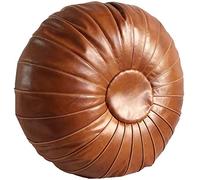 MJMLUCK Reposapiés Redondo otomano, puf Grande de Piel de Vaca auténtica marroquí, cojín para Mesa de Centro, Hecho a Mano, decoración Bohemia para Sala de Estar, marrón, 70 x 26 cm (28 x