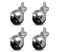 MJMLUCK Ruedas de Goma, Ruedas giratorias, 4 Piezas, Ruedas de Bola de Nailon para Muebles, Soporte galvanizado, silenciosas, Capacidad de 90 kg, con Varilla roscada, para sofá, Silla de Oficina, me