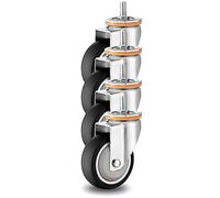 MJMLUCK Ruedas giratorias Resistentes de 2,5, 3, 4 y 5 Pulgadas (Paquete de 4), vástago roscado M10 y M12 con Freno, Ruedas silenciosas de Goma TPR para carritos, Muebles, Plataformas de Trabajo (gi