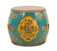 MJMLUCK Taburete de jardín Chino de 35 cm, Estilo Chinoiserie, con Forma de Tambor de Madera, Mesa Auxiliar para Interior y Exterior, Soporte Decorativo para Plantas, reposapiés clásico, para Sala d