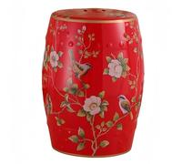 MJMLUCK Taburete de jardín con Flores y pájaros, de cerámica China, clásico, rústico, Estilo francés, Tradicional, Mesa Auxiliar (Rojo)