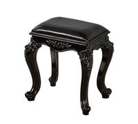 MJMLUCK Taburete de tocador Negro Estilo Vintage, Taburete de Terciopelo para Maquillaje, Asiento otomano con Patas Negras y cojín Acolchado de PU (Color: taburetes Cuadrados A) (Taburetes