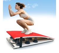 MJMLUCK Trampolín de Salto para Adultos, Capacidad de 140 kg, 9 resortes de Alto Rendimiento, 120 x 59 cm, Pedal elástico de Madera con Resorte (Rojo)