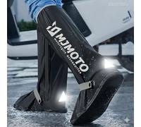 mjmoto Fundas impermeables para botas de motocicleta, resistentes y reutilizables con reflector y suela resistente antideslizante, con cremallera para ciclismo, senderismo, trabajo de construcción y