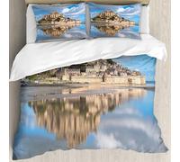 MJNLYDAO Ropa de Cama Cubierta de Conjunto elaborado en algodón 100%.,Especialmente Adecuado para hipoalérgicos,Castillo Mont Abadía Saint Turista Michele Francia Michel Normandía Medieva,228x264cm