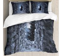 MJNLYDAO Ropa de Cama Cubierta de Conjunto elaborado en algodón 100%.,Especialmente Adecuado para hipoalérgicos,Ruinas góticas oscuras con Luna Llena,228x264cm