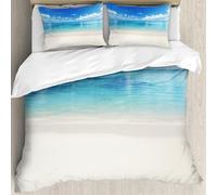 MJNLYDAO Ropa de Cama Cubierta de Conjunto elaborado en algodón 100%.,Especialmente Adecuado para hipoalérgicos,Hermosa Playa Tropical y mar con Fondo de Cielo Azul,228x264cm