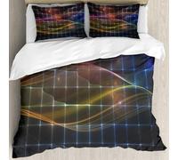 MJNLYDAO Ropa de Cama Cubierta de Conjunto elaborado en algodón 100%.,Especialmente Adecuado para hipoalérgicos,Serie Geometría del Espacio. sición de cuadrículas conceptuales, Curvas y e,228x264cm