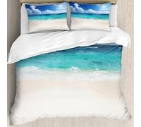 MJNLYDAO Ropa de Cama Cubierta de Conjunto elaborado en algodón 100%.,Especialmente Adecuado para hipoalérgicos,Hermosa Playa Tropical y mar con Fondo de Cielo Azul (2),228x264cm