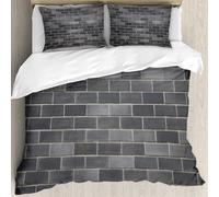 MJNLYDAO Ropa de Cama Cubierta de Conjunto elaborado en algodón 100%.,Especialmente Adecuado para hipoalérgicos,Azulejos de Pared de ladrillo Gris y Blanco Modernos Urbanismo Arquitectura,228x264cm