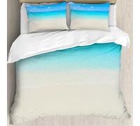 MJNLYDAO Ropa de Cama Cubierta de Conjunto elaborado en algodón 100%.,Especialmente Adecuado para hipoalérgicos,Hermosa Playa Tropical y mar con Fondo de Cielo Azul (4),228x264cm