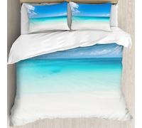 MJNLYDAO Ropa de Cama Cubierta de Conjunto elaborado en algodón 100%.,Especialmente Adecuado para hipoalérgicos,Hermosa Playa Tropical y mar con Fondo de Cielo Azul (3),228x264cm