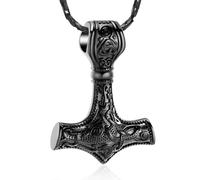 Mjolnir - Collar con colgante de martillo de Thor con forma de urna de martillo de Thor, con urna de cenizas conmemorativas, para hombres y mujeres, Acero inoxidable, No es una piedra preciosa
