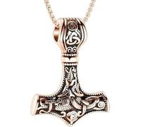 Mjolnir - Collar con colgante de martillo de Thor con forma de urna de martillo de Thor, con urna de cenizas conmemorativas, para hombres y mujeres