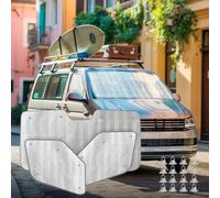 MJS Fundas térmicas internas para parabrisas para Volkswagen Transporter, 3 piezas, a prueba de rayos UV, juego de persianas térmicas internas con parte trasera gris, cubierta de pantalla plegable