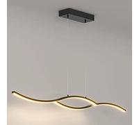 Mjsdjof Lámparas colgantes geométricas negras, lámpara colgante lineal de metal, lámpara de araña de tira larga ultrafina, lámparas de suspensión LED modernas de 26 W, luces colgantes de iluminación d